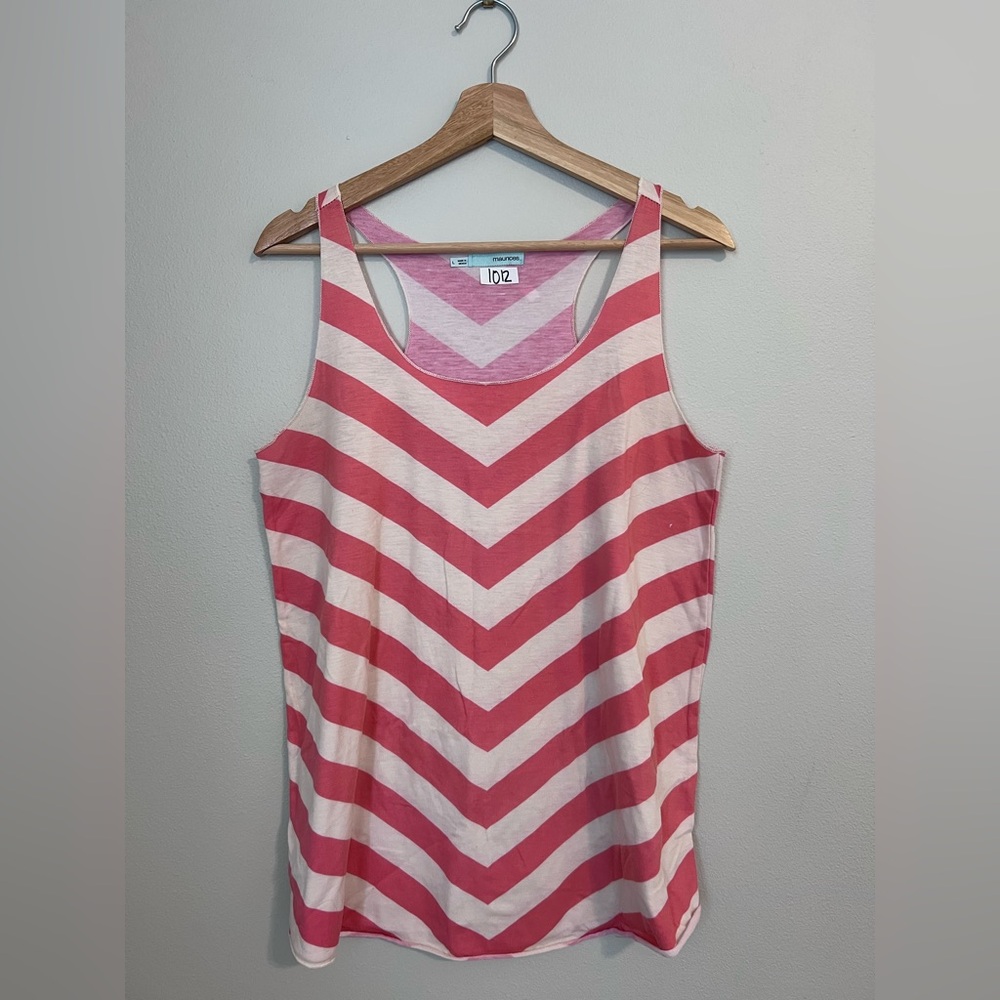 Maurices Coral White Chevron Tank Top | Sleeveless | Flowy Fit | Casual Everyday